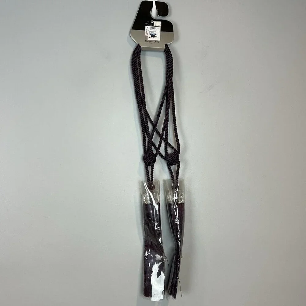 1 Pair Deep Purple Curtain Tieback Tassel Crystal Ball Rope Tiebacks Home Decor